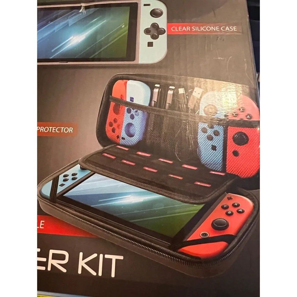 Nintendo Switch Starter Pack Carrying Case, Clear Silicone Case Screen Protector